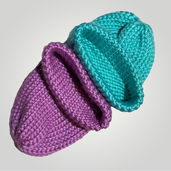 Lot/2 Handmade Knit Winter Hats - Picture 11 of 13